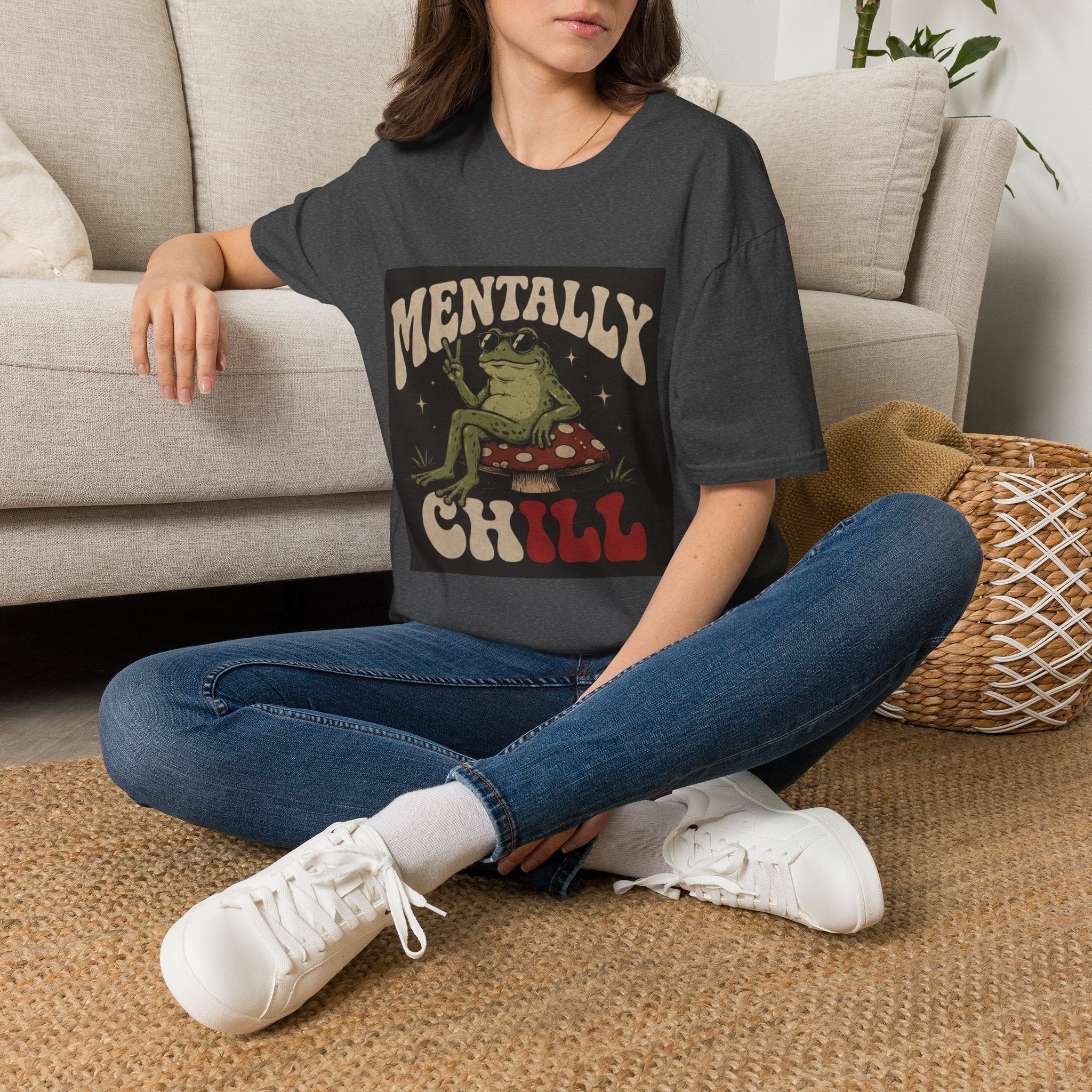 Mentally Chill Frog on a mushroom T-Shirt |