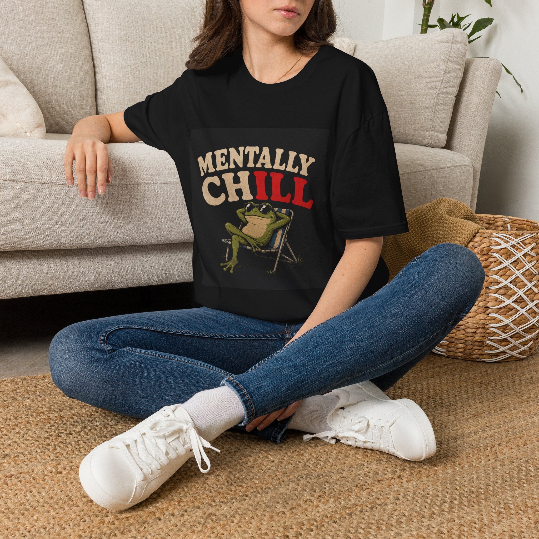 Mentally Chill Frog T-Shirt | Relaxed Cartoon Frog Graphic