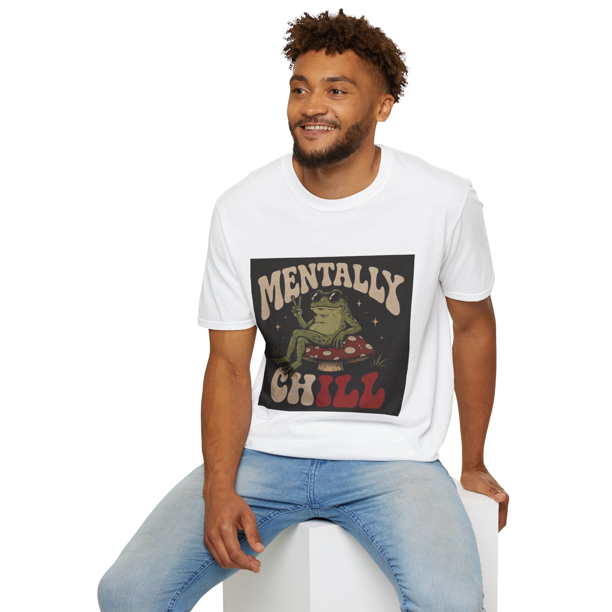 Mentally Chill Frog on a mushroom T-Shirt |